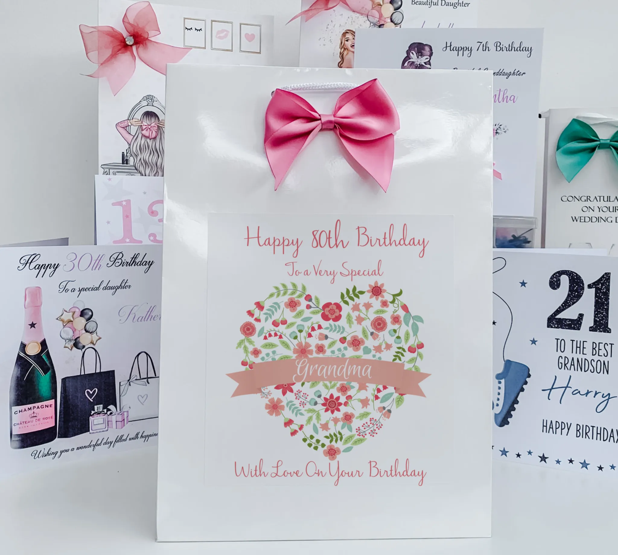 Personalised Birthday Gift Bag Floral Heart