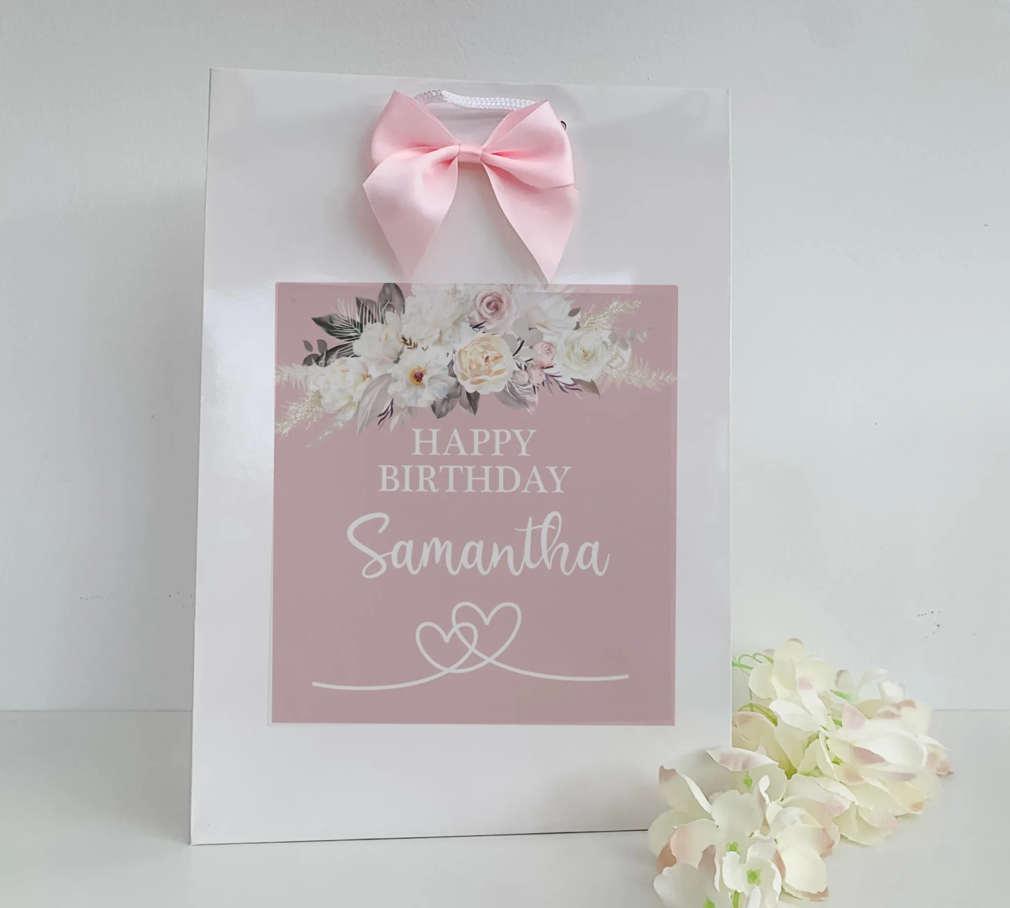 Personalised Birthday Gift Bag For Her Floral Pastel