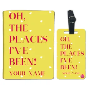 Personalised Passport Cover and Baggage Tag Combo - Oh The Places Yellow