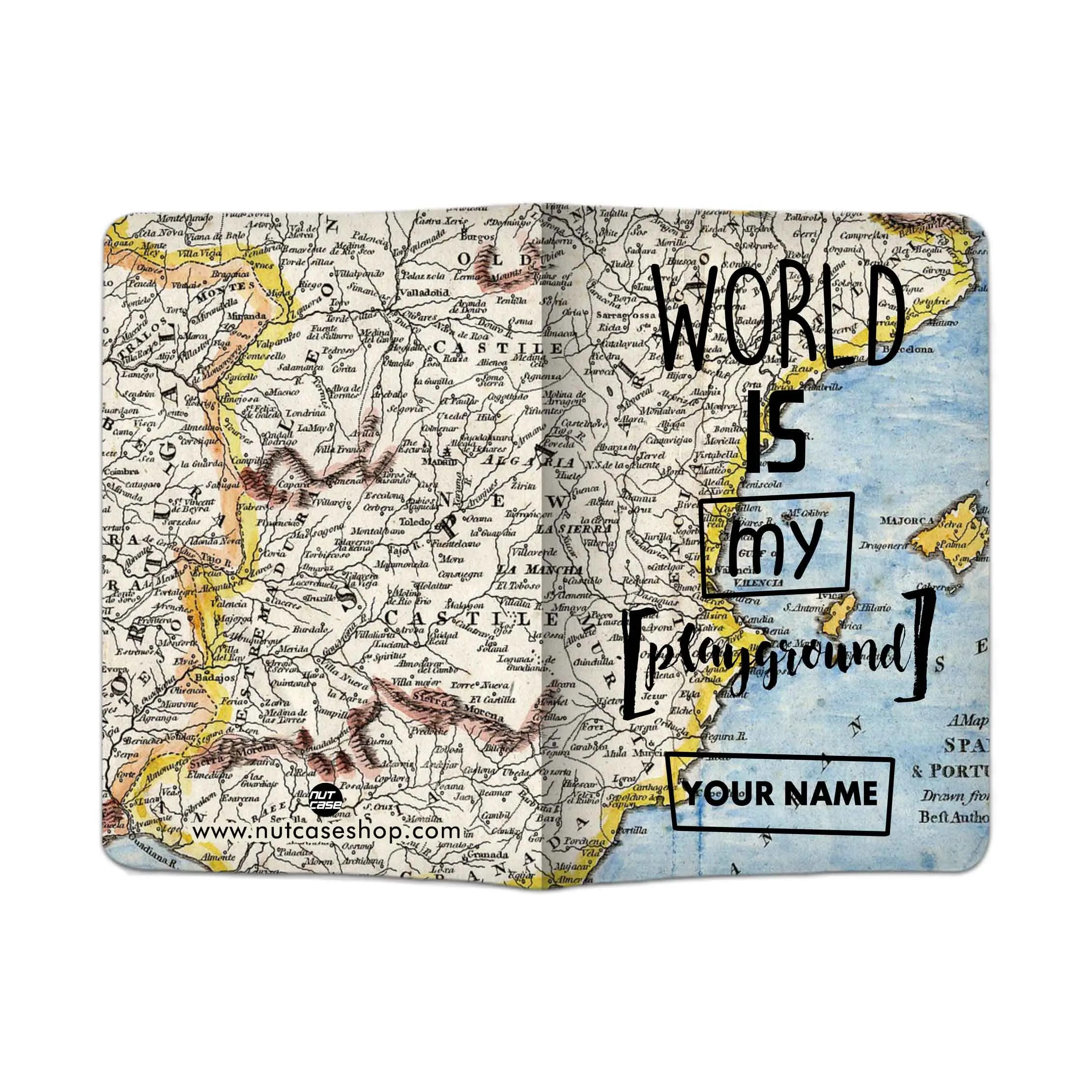 Personalised Passport Cover and Baggage Tag Combo - World is My Playground