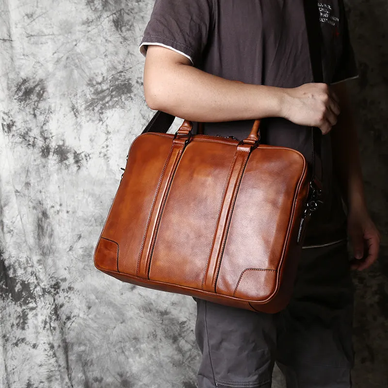 Personalized Full Grain leather Messenger Bag Handmade Laptop Bag Men's Leather Briefcase