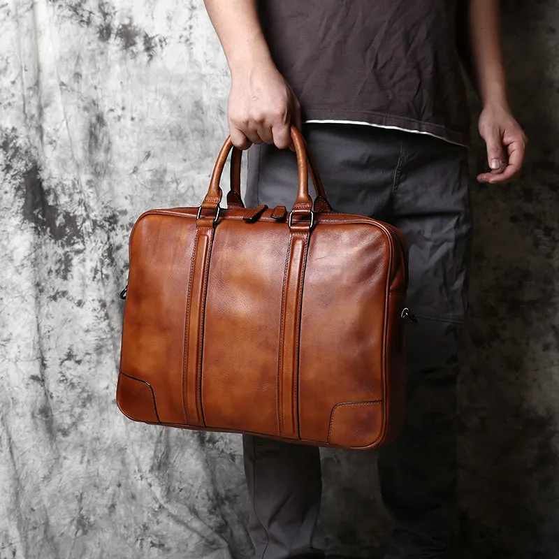 Personalized Full Grain leather Messenger Bag Handmade Laptop Bag Men's Leather Briefcase