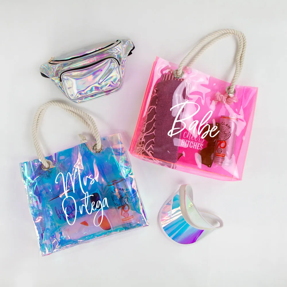 Personalized Neon Transparent Tote Bag