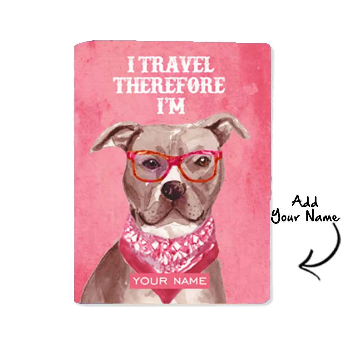 Personalized Passport Cover Baggage Tag Set - Pink Hipster Lab Dog