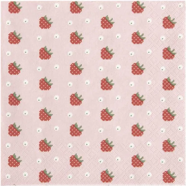 Pink Strawberry Paper Party Napkins x 20