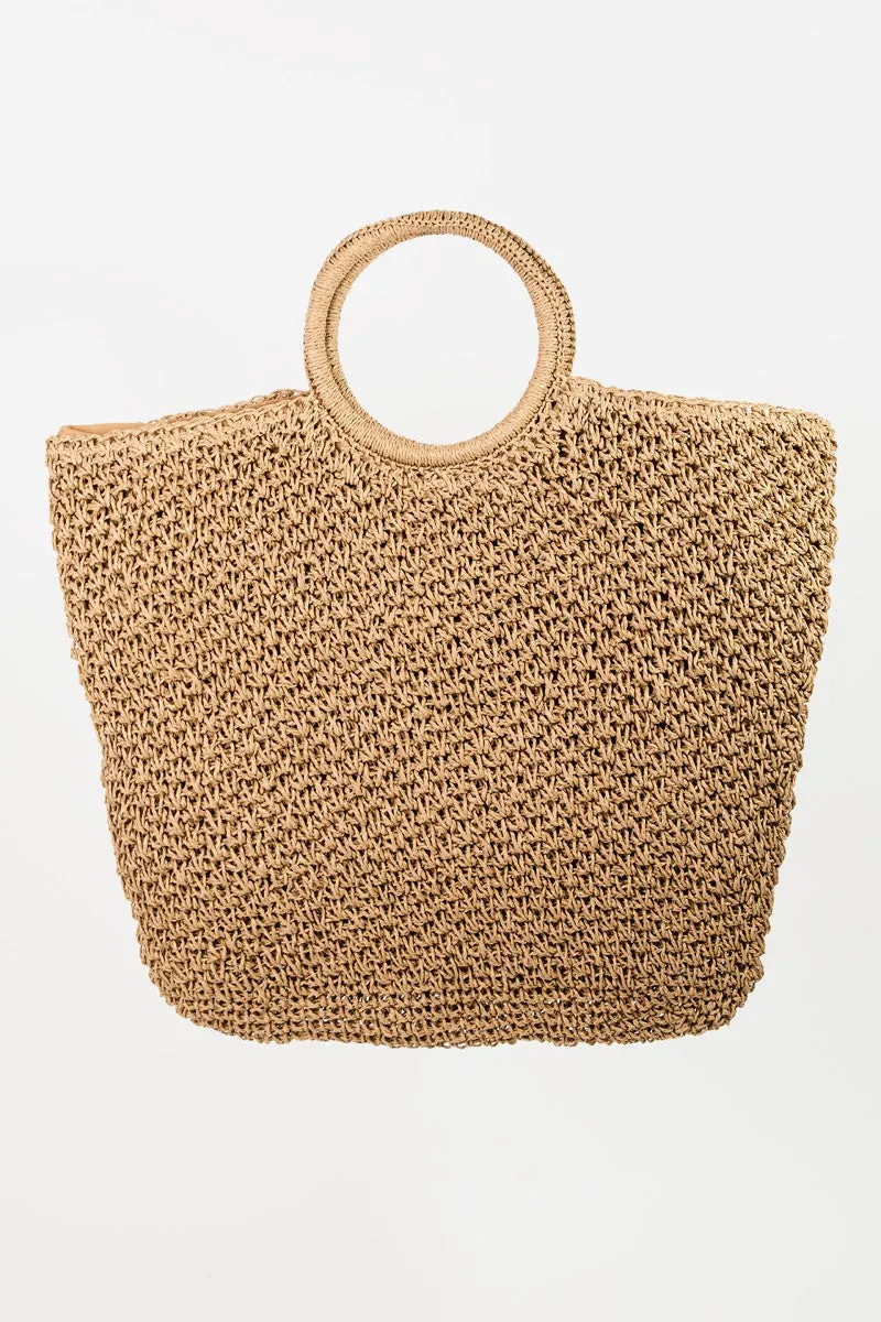 Raffia Round Handle tote bag