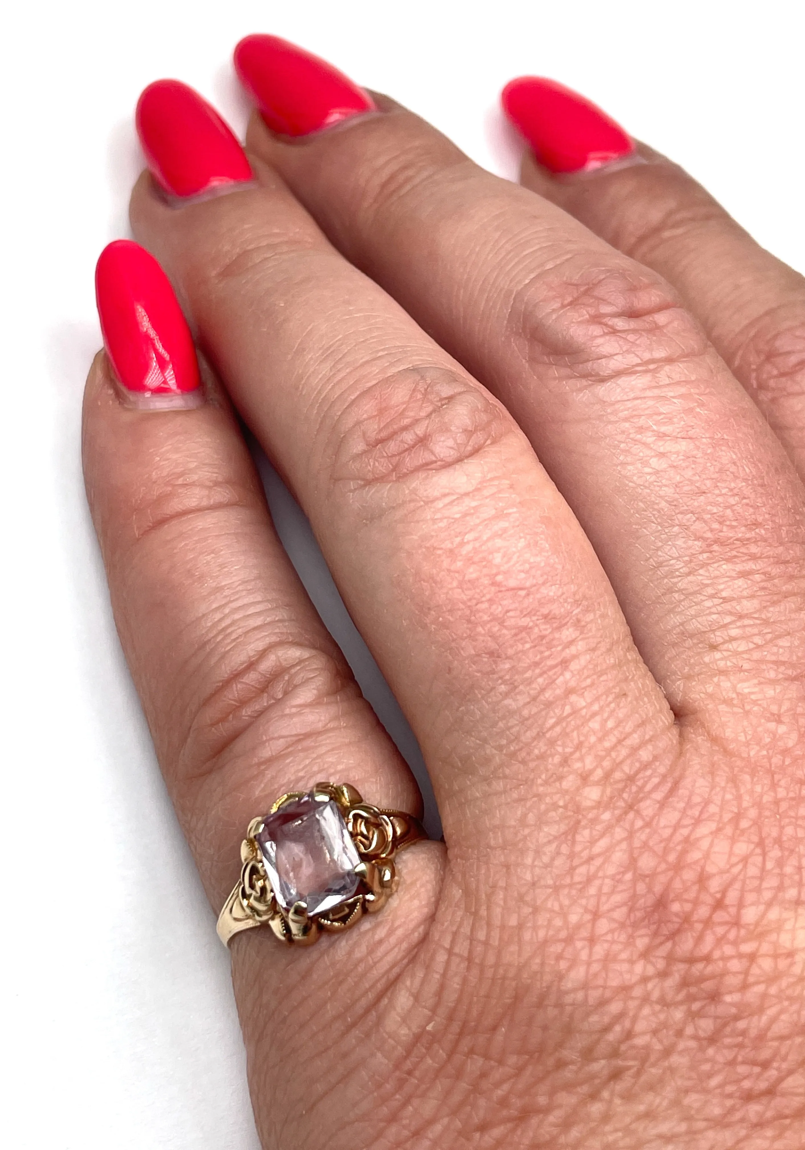 Rose Gold Violet Stone Ring