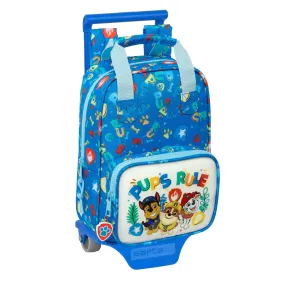 School Rucksack with Wheels The Paw Patrol Pups rule Blue 20 x 28 x 8 cm