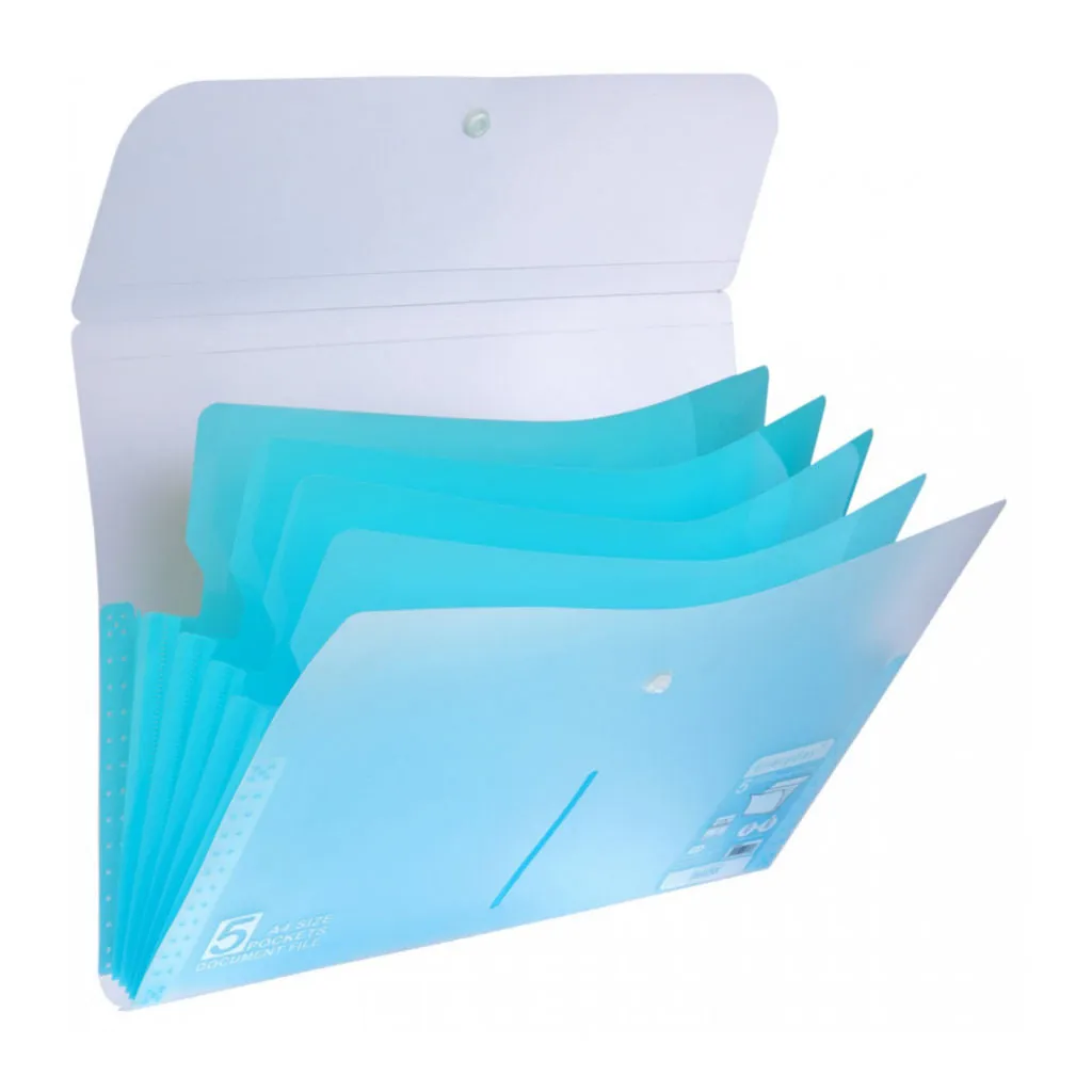 Solo Expanding Document Bag With 5 Pocket Landscape Pastel Blue A4 EX 502