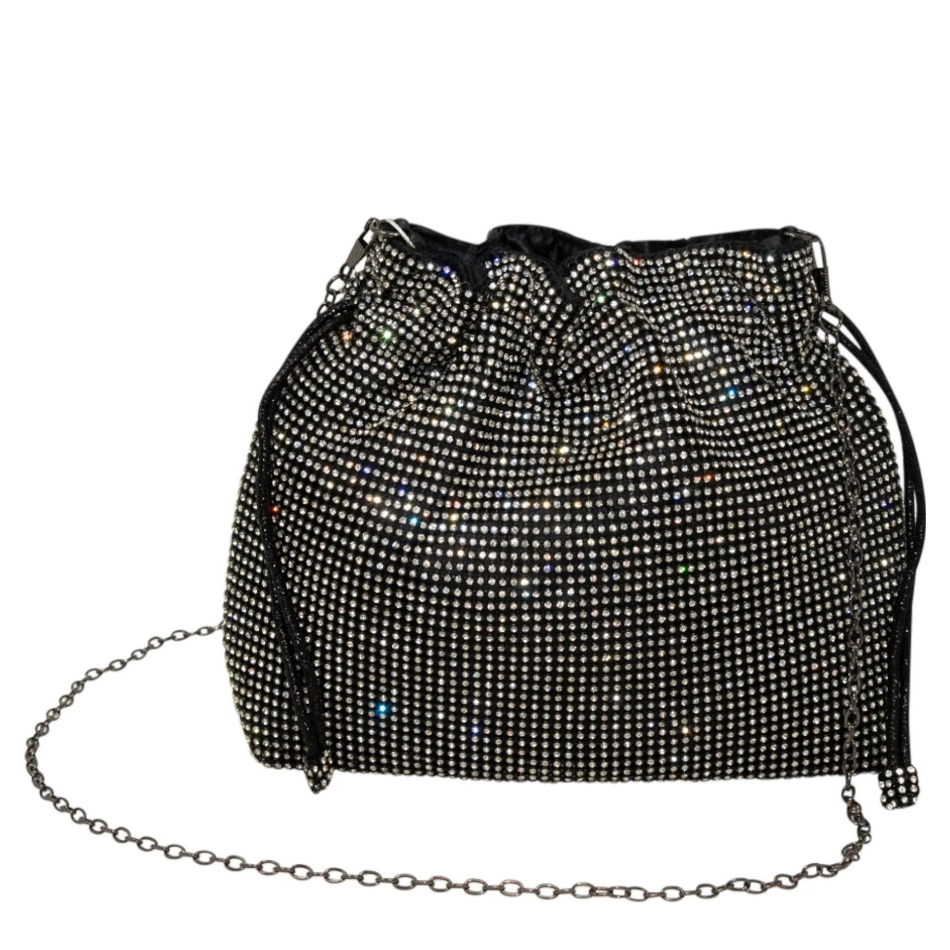 Sparkly Black Draw String Shoulder Bag perfect eye-catching  Black handbag Gift Present Wedding Party