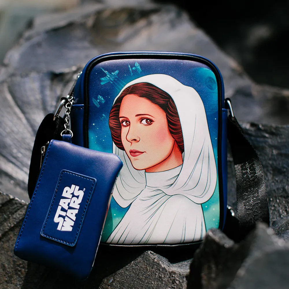 Star Wars Bag and Wallet Combo, Star Wars Princess Leia Pose Blue, Vegan Leather