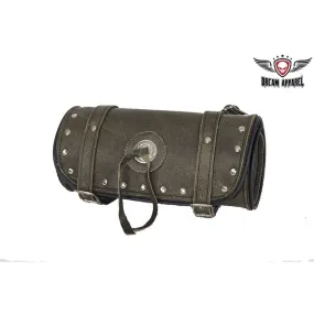 Studded Brown Leather Motorcycle Tool Bag