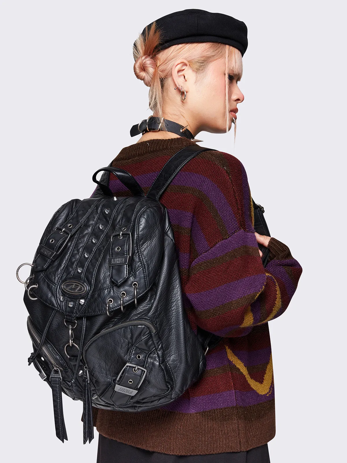 Synth Faux Leather Backpack