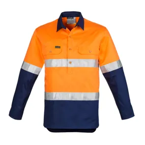 Syzmik Workwear | Mens Hi Vis Closed Front Long Sleeve Shirt - Hoop Taped | ZW550