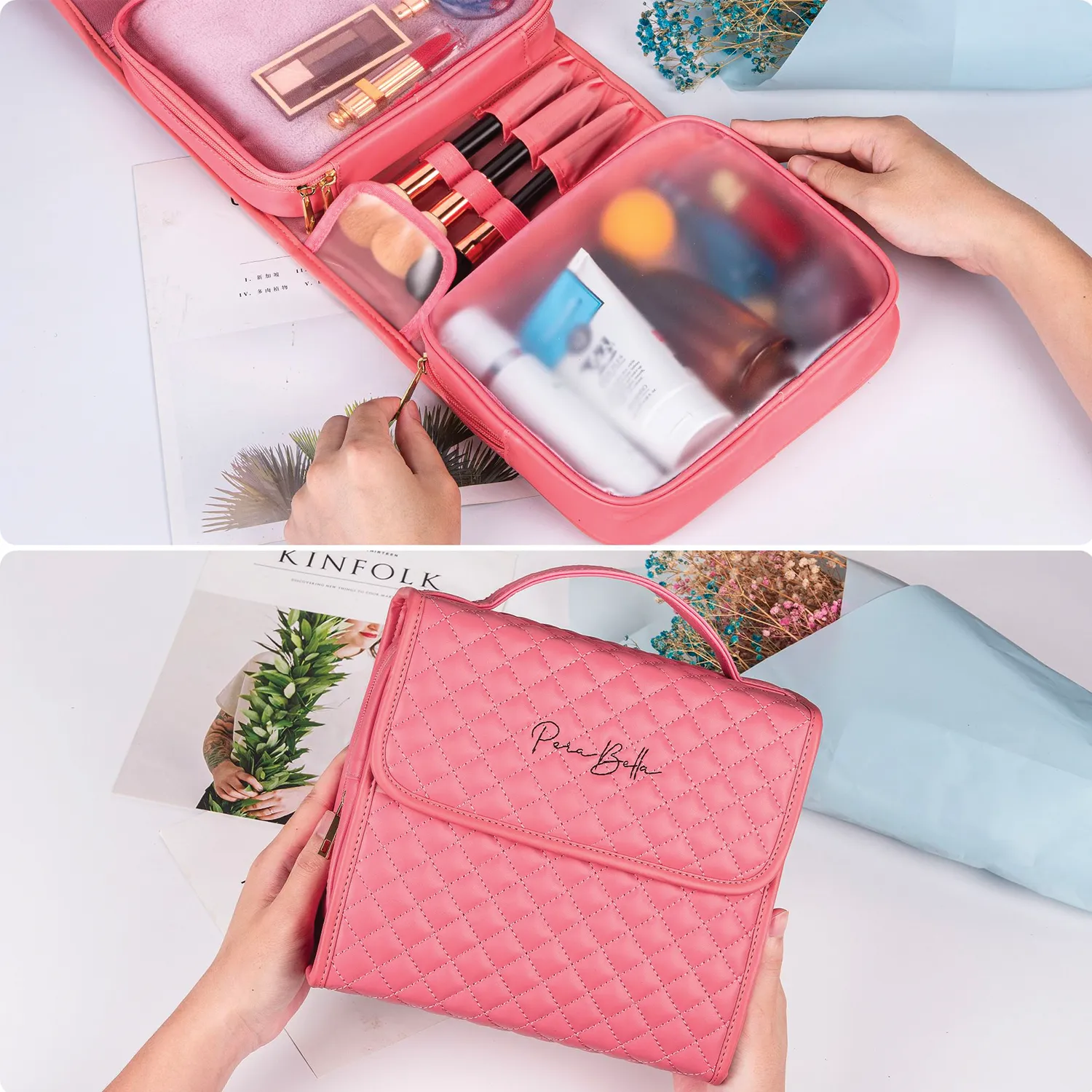 Travel Bags for Women Toiletry and Makeup - Pink