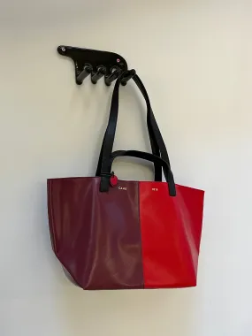 Two Tone Pratique Tote Bag - Burgundy/Red