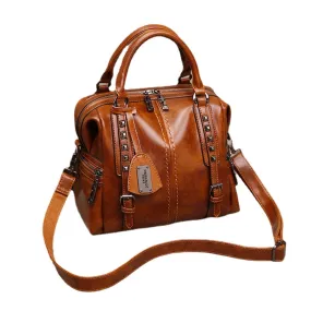 Unisex Faux Leather Retro Vintage Fashion Multi-carry Handbag Tote Crossbody Bag