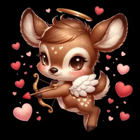 Valentines Deer Cupid Clipart PNG Digital Clipart PNG, Valentines Deer Clipart PNG