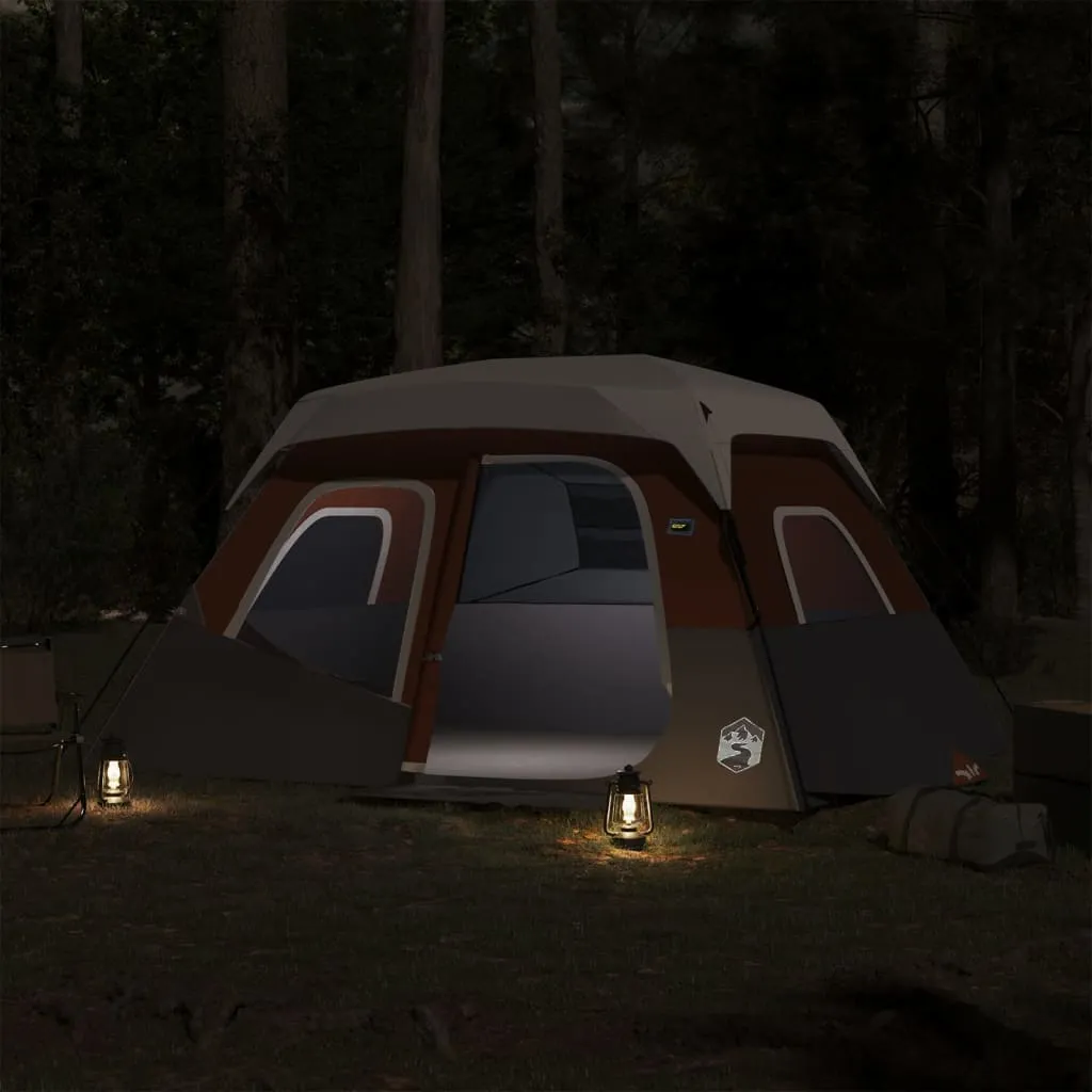 vidaXL Family Tent with LED 6-Person Light Grey and Orange Quick Release