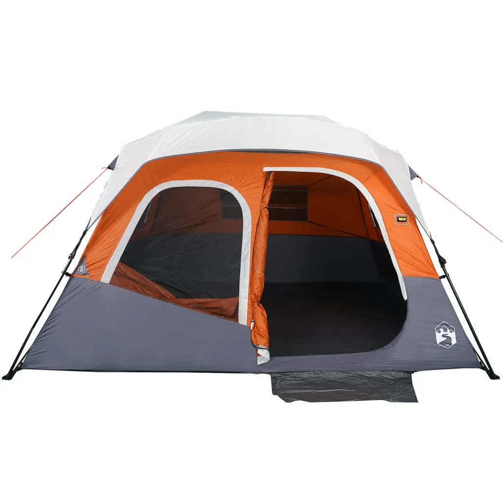 vidaXL Family Tent with LED 6-Person Light Grey and Orange Quick Release