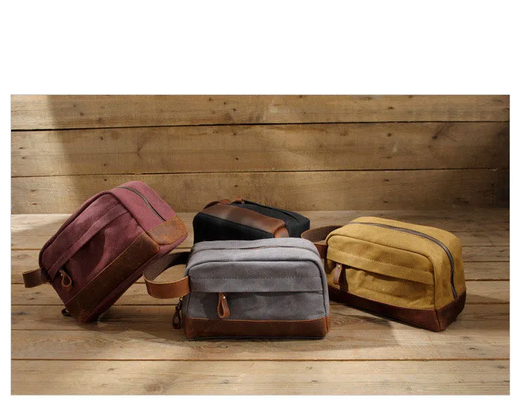 Vintage Waxed Canvas Toiletry Bag for Men 9138