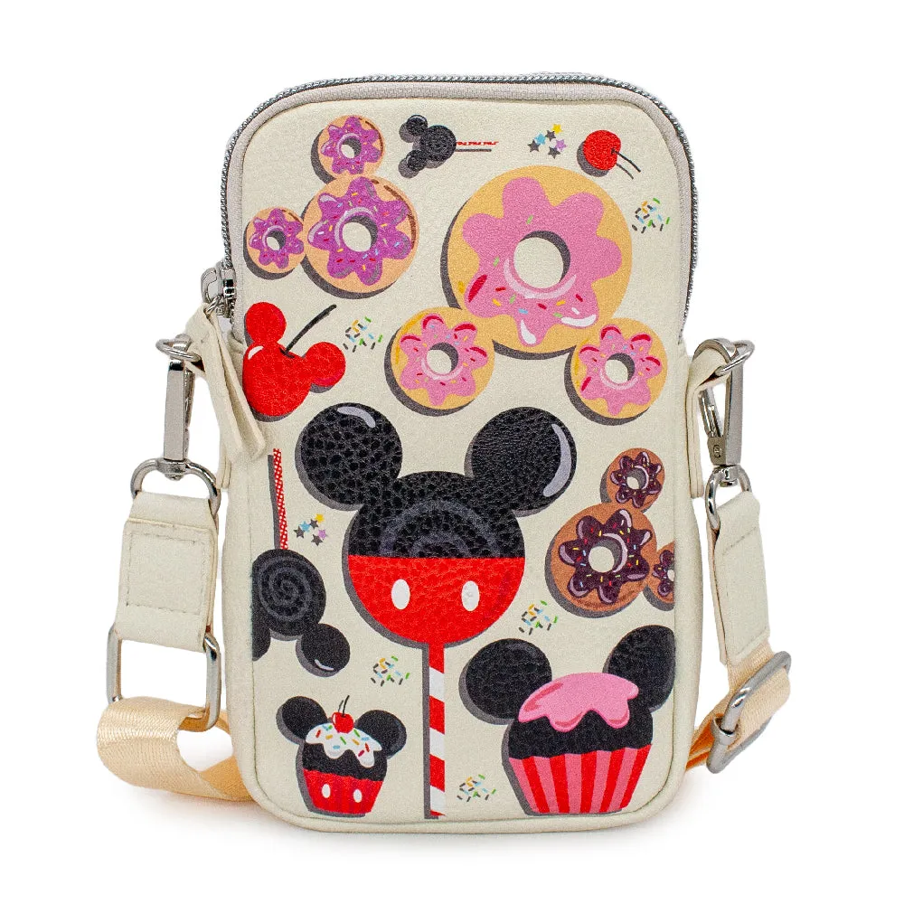 Wallet Phone Bag Holder - Disney Mickey Mouse Dessert Sweet Treats Scattered Cream