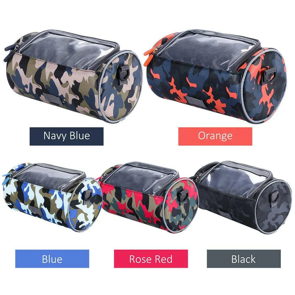 Waterproof Bike Handlebar Bag Bicycle Front Bag Camouflage Touchscreen Phone Holder Bag Pack Shoulder Bag MTB Cycling Storage Bag Pannier