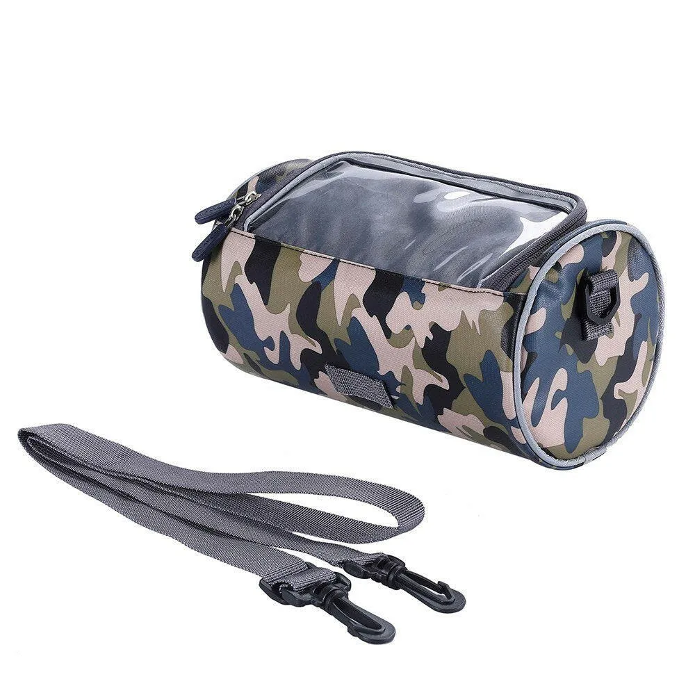 Waterproof Bike Handlebar Bag Bicycle Front Bag Camouflage Touchscreen Phone Holder Bag Pack Shoulder Bag MTB Cycling Storage Bag Pannier