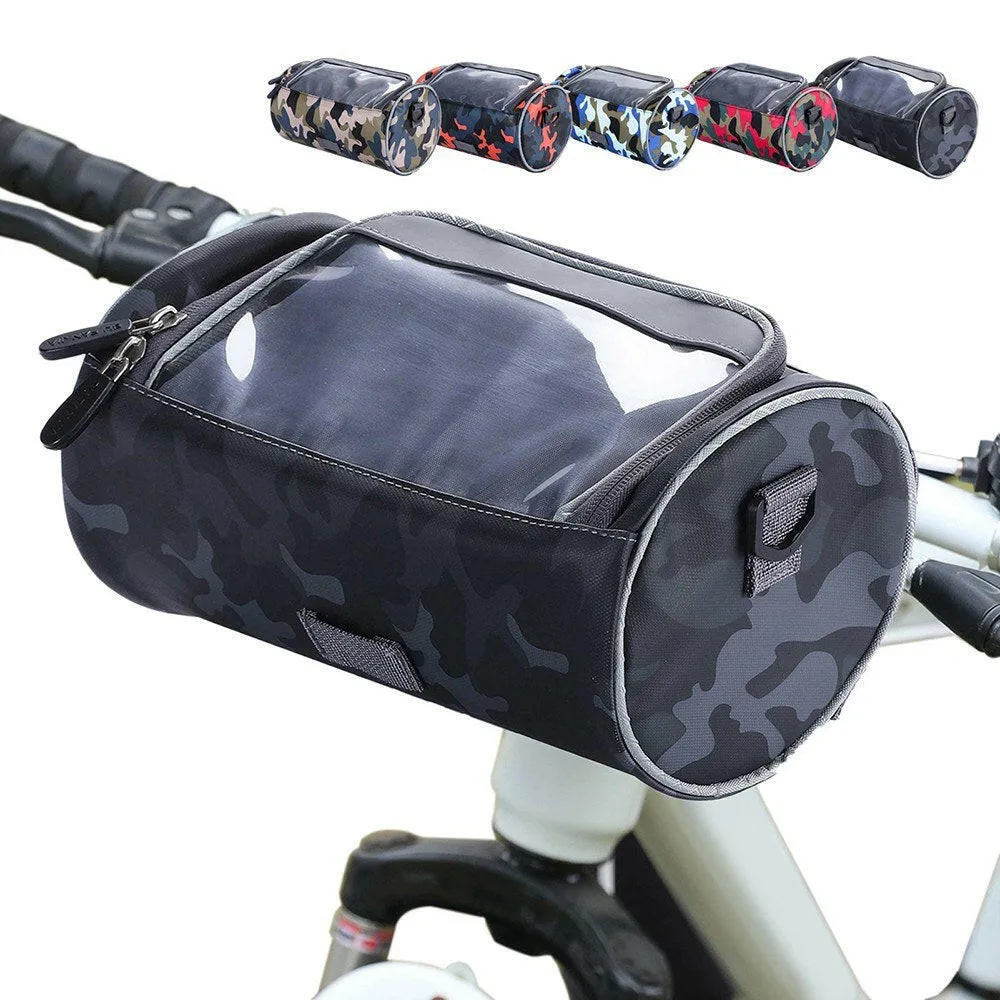 Waterproof Bike Handlebar Bag Bicycle Front Bag Camouflage Touchscreen Phone Holder Bag Pack Shoulder Bag MTB Cycling Storage Bag Pannier