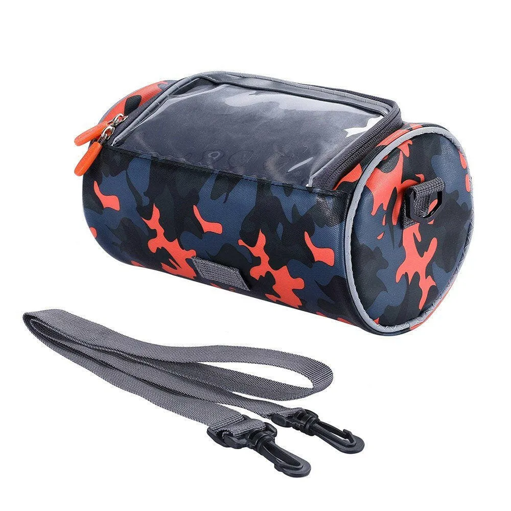 Waterproof Bike Handlebar Bag Bicycle Front Bag Camouflage Touchscreen Phone Holder Bag Pack Shoulder Bag MTB Cycling Storage Bag Pannier