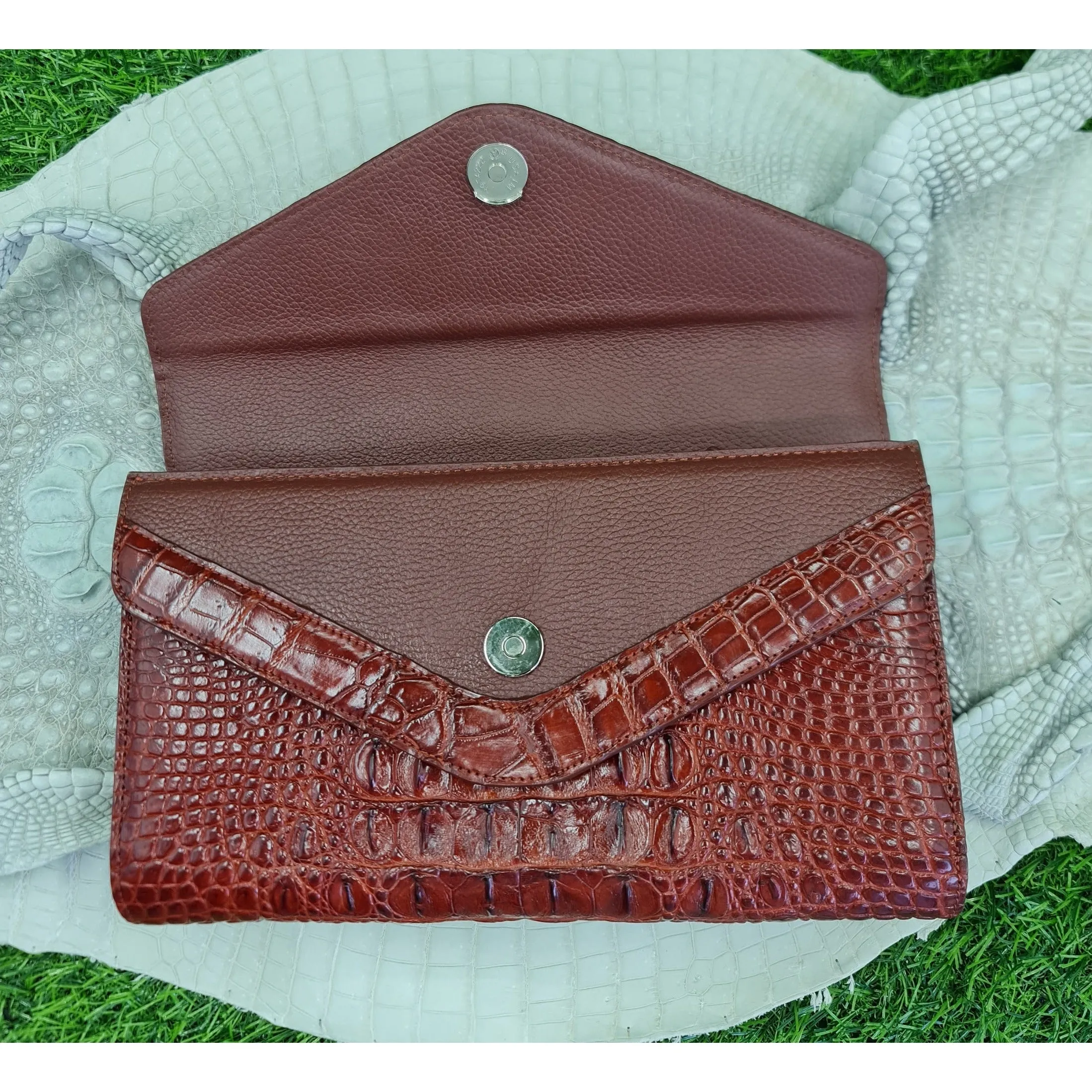 Womens Leather Alligator Handbag Handmade Luxury  Leather Bag - Work Bag Women - Brown Leather Satchel Purse XACH-08