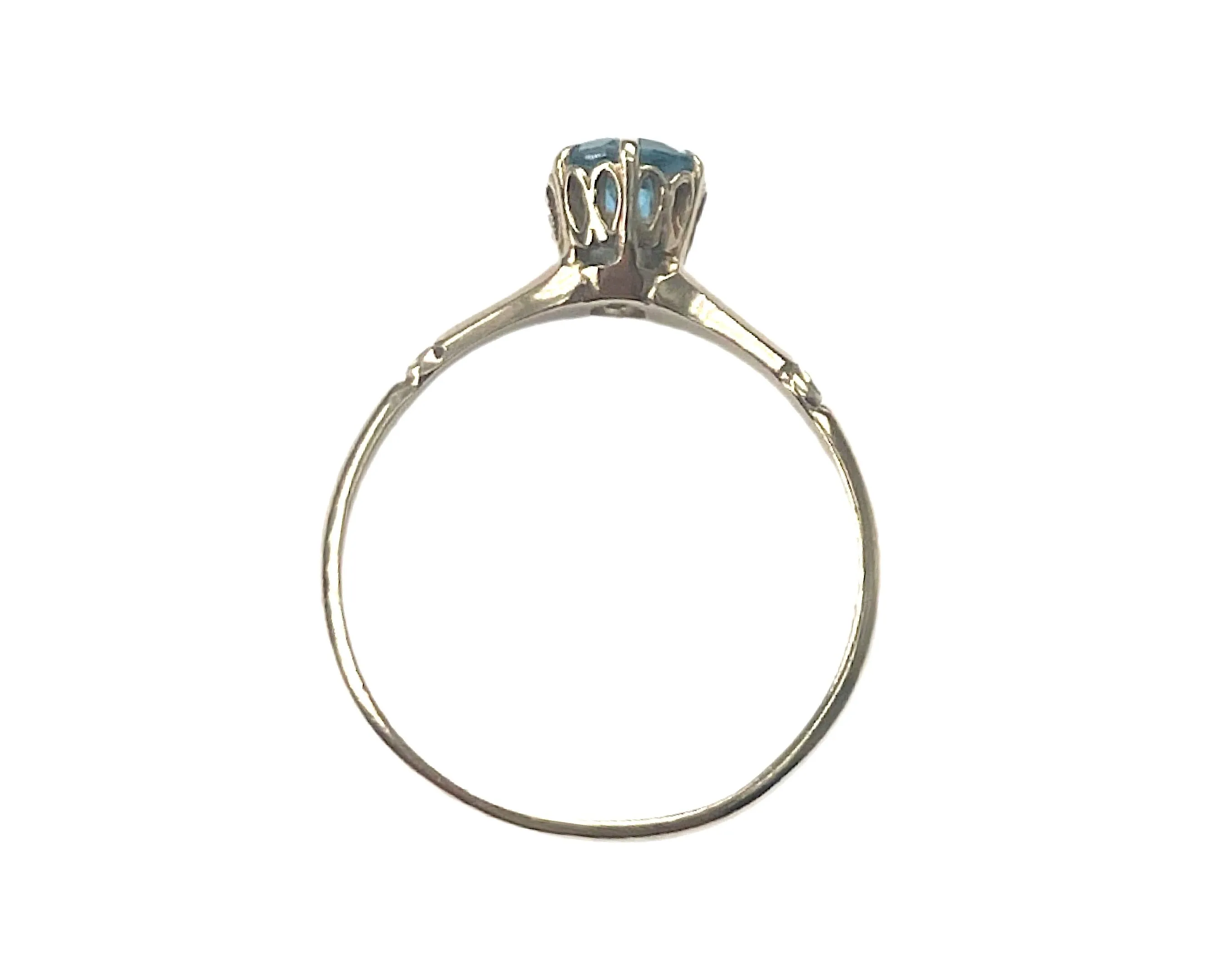 Yellow Gold Blue Topaz Solitaire Ring (Authentic Pre-Owned)