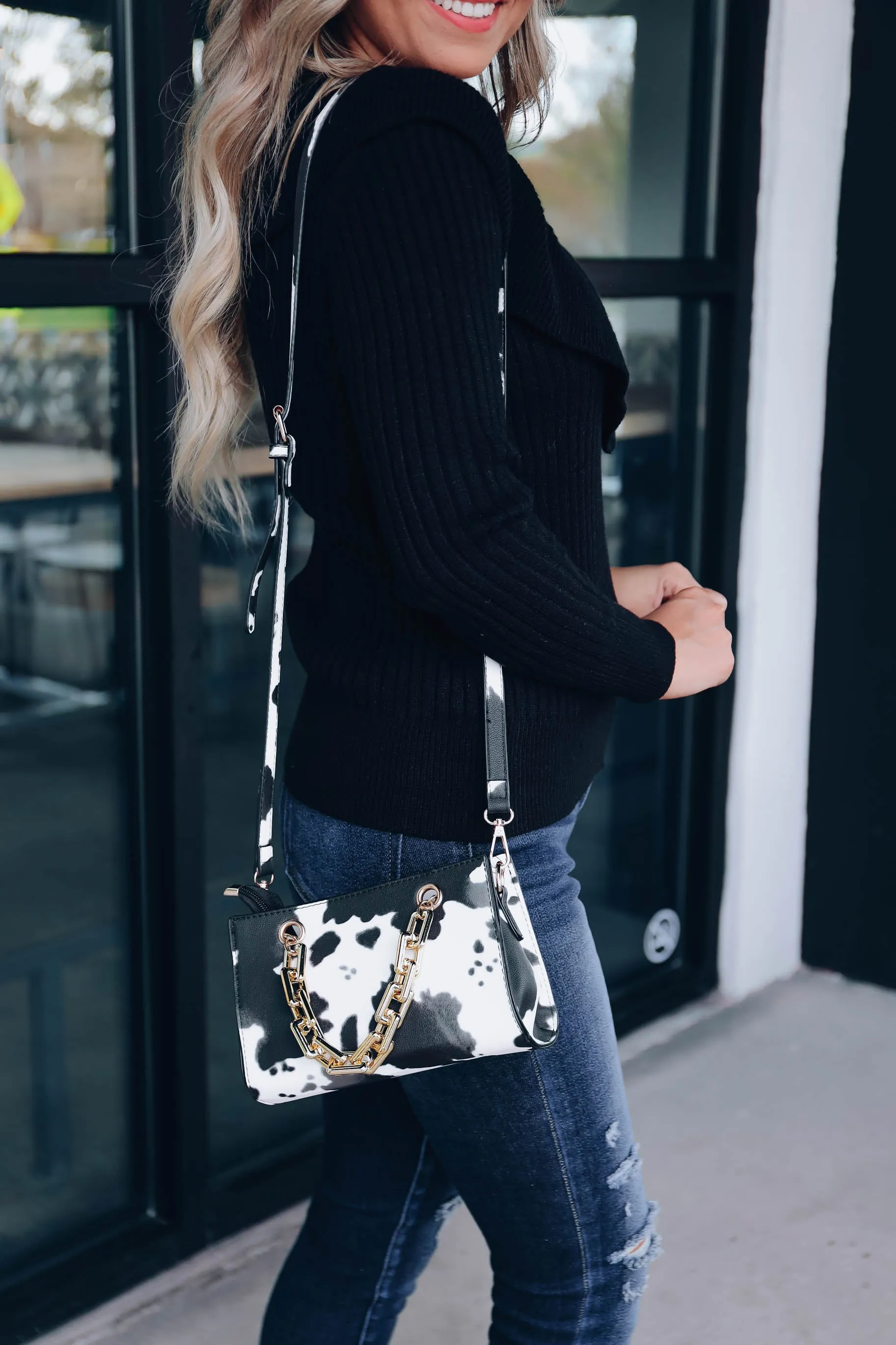 Yellowstone Crossbody Bag - Black Cow